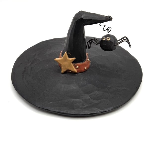 Blossom Bucket Halloween Witch Hat With Hanging Spider Figurine By B. Lloyd 2003 - Picture 3 of 8